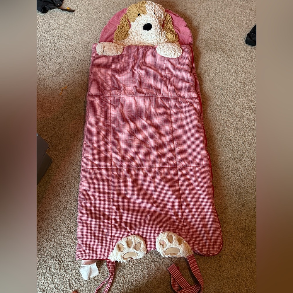 Pottery Barn Kids Red Checkered dog Sleeping Bag